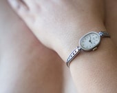Luch Russian mechanical watch, ladies watch, women watch, luxury watch, wind up watch, black watch, oval watch, FLYING In a BLACK DREAM