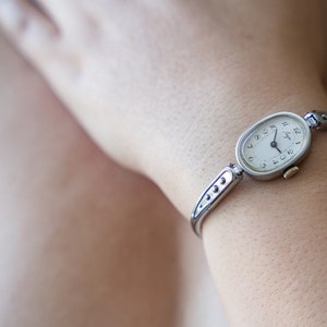 Luch Russian mechanical watch, ladies watch, women watch, luxury watch, wind up watch, black watch, oval watch, FLYING In a BLACK DREAM