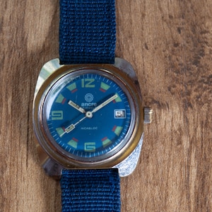 Ancre vintage Swiss mechanical men&#39;s / unisex watch BABY BLUE BOOGIE