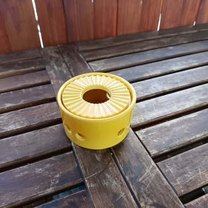 VTG Teelichtbrenner Keramik STEULER GELB GLASIERT 50er 60er Jahre