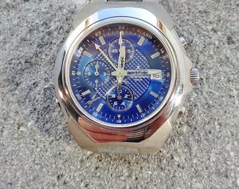 NOS Jacques Lemans Chronograph: Blue Dial Stainless Steel Alarm Watch