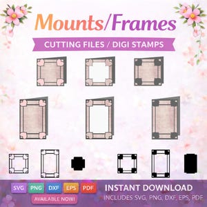 4 x Heart Corner Frames/Mounts. 2 Square 2 Rectangle Designs. (Digital Downloads svg, png, pdf, eps, dxf)