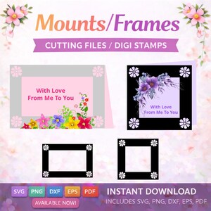 2 x Aperture Frames/Mounts: 1 Square, 1 Rectangle with cut out flower design at the corners. (Digital Download svg, png, pdf, eps, dxf)