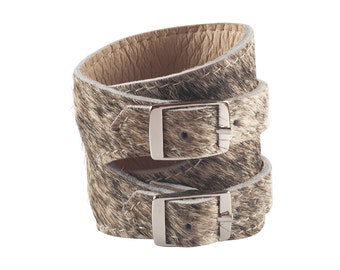 Outcrop Cuff in Brindle hair on cowhide