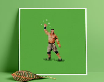John Cena Pixel Art Print – Wrestling Illustration (21cmx21cm)