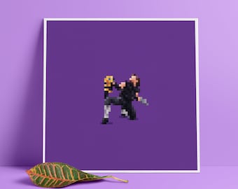 The Undertaker Pixel Art Print – Wrestling Illustration (21cmx21cm)