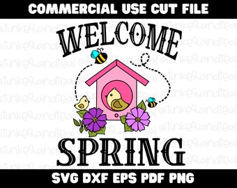 Welcome Spring cut file Bumble bee Cut files for cricut Inspirational quote svg