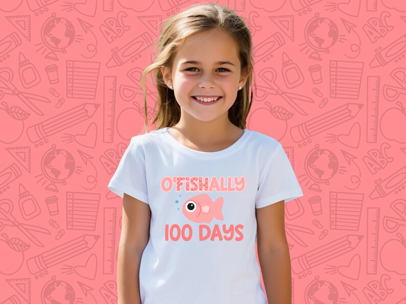 O'FISH-ally 100 days of School SVG Kids shirt SVG Teacher Gifts Teacher Appreciation Back to School Shirt image 2