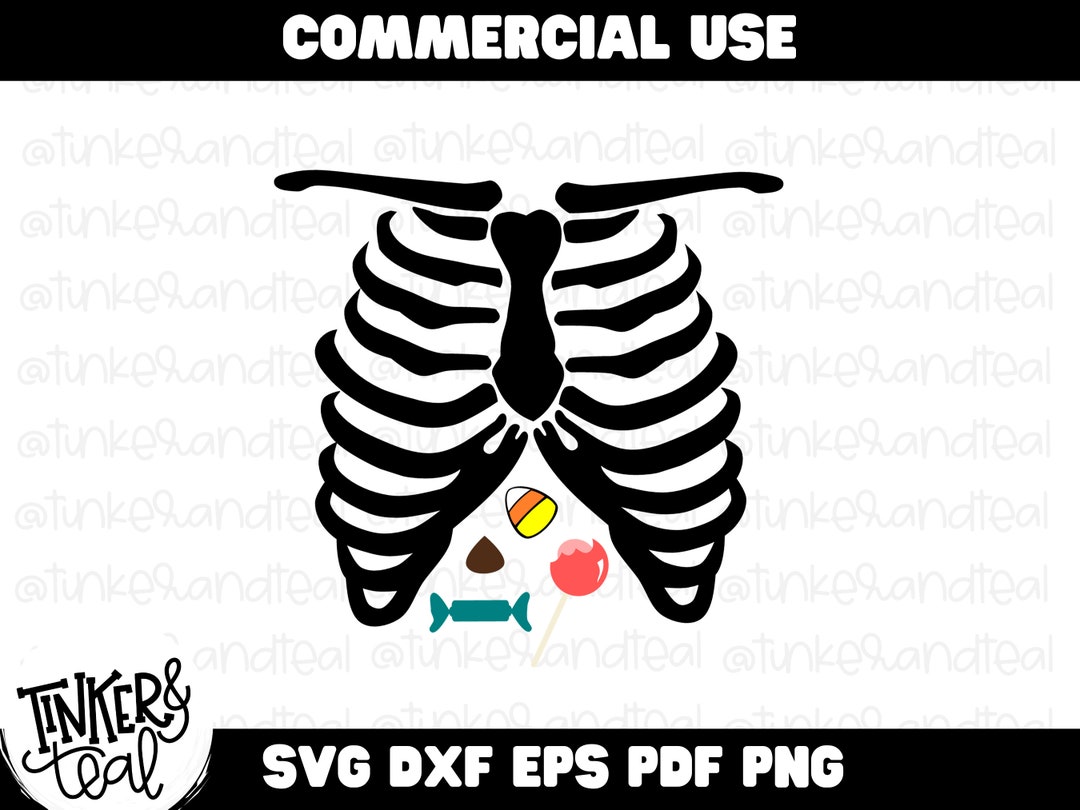 Skeleton Ribs With Halloween Candy SVG Etsy