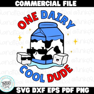 One dairy Cool Dude SVG | Hand Drawn Clipart | Cute Milk Carton | Digital File | No AI Art | Commercial Use | Tinker & Teal