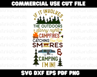 If it Involves Camping SVG, Pop up camper sign, Camping decor, Smores svg, Cricut cut file