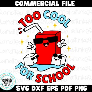 Too Cool for School SVG | Hand Drawn Clipart | Cute Juice Box | Digital File | No AI Art | Commercial Use | Tinker & Teal