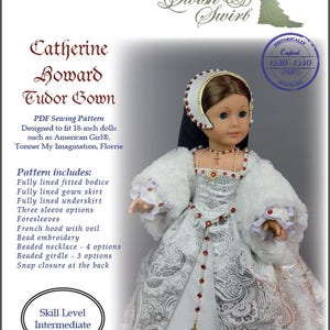 PDF Pattern SS1530-04. Catherine Howard Tudor Gown for 18-inch dolls such as American Girl®. image 2