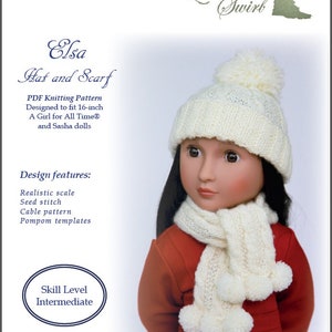 PDF Knitting Pattern SS2016-K20. Elsa Hat and Scarf for 16-inch dolls like A Girl for All Time and Sasha. image 2