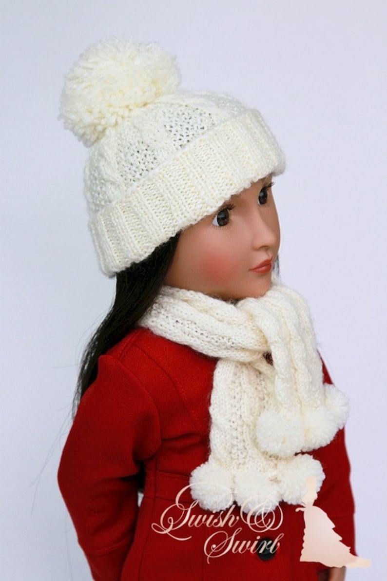PDF Knitting Pattern SS2016-K20. Elsa Hat and Scarf for 16-inch dolls like A Girl for All Time and Sasha. image 3