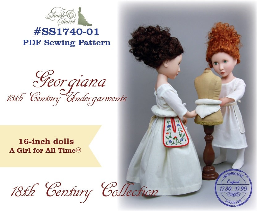 PDF Pattern SS1740-01. Georgiana 18th Century Undergarments for A Girl for  All Time Dolls. 