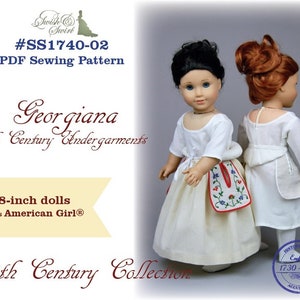 PDF Pattern #SS1740-02. Georgiana 18th century undergarments for 18-inch dolls such as American Girl®.