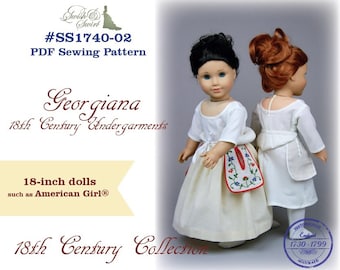 PDF Schnittmuster #SS1740-02. Georgiana 18 Jahrhundert Unterwäsche für 18-Zoll-Puppen.