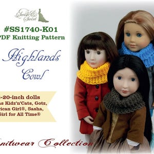 PDF Knitting Pattern SS1740-K01. Highlands Cowl for 16-20-inch dolls like A Girl for All Time, Carpatina, American Girl, Sasha image 1