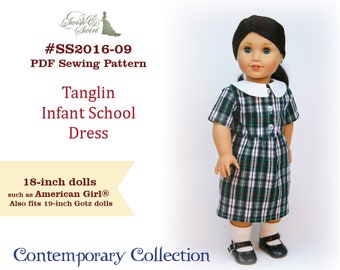PDF Pattern #SS2016-09. Tanglin Infant School Dress for 18-inch dolls such as American Girl® and 19-inch Gotz dolls