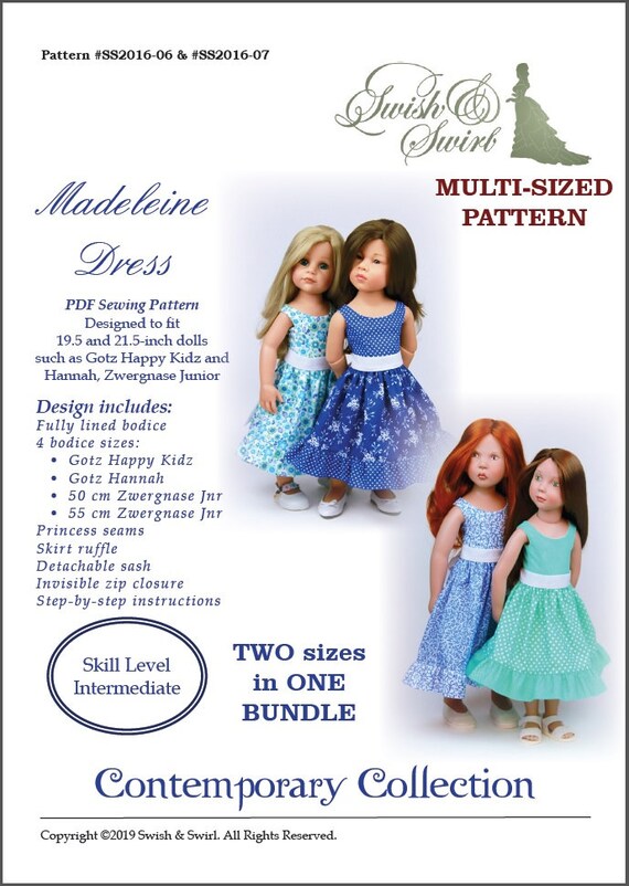 PDF Pattern SS2016-06&07. Madeleine Dress for 19.5 and 21.5 