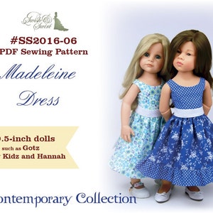 PDF Pattern #SS2016-06. Madeleine dress for 19.5-inch dolls such as Gotz Happy Kidz and Hannah