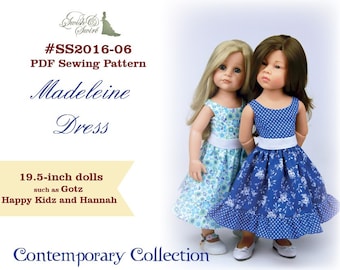PDF Pattern #SS2016-06. Madeleine dress for 19.5-inch dolls such as Gotz Happy Kidz and Hannah