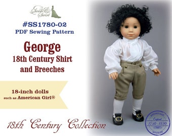PDF Schnittmuster #SS1780-02. George 18th Century Hemd und Breeches für 18 zoll Puppen.