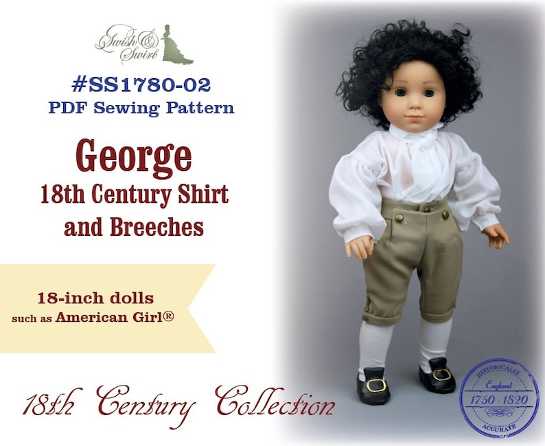 PDF Pattern SS1780-02. George 18th Century Shirt and Breeches image 1