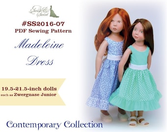 PDF Pattern #SS2016-07. Madeleine dress for 19.5 and 21.5 inch dolls such as Zwergnase Junior