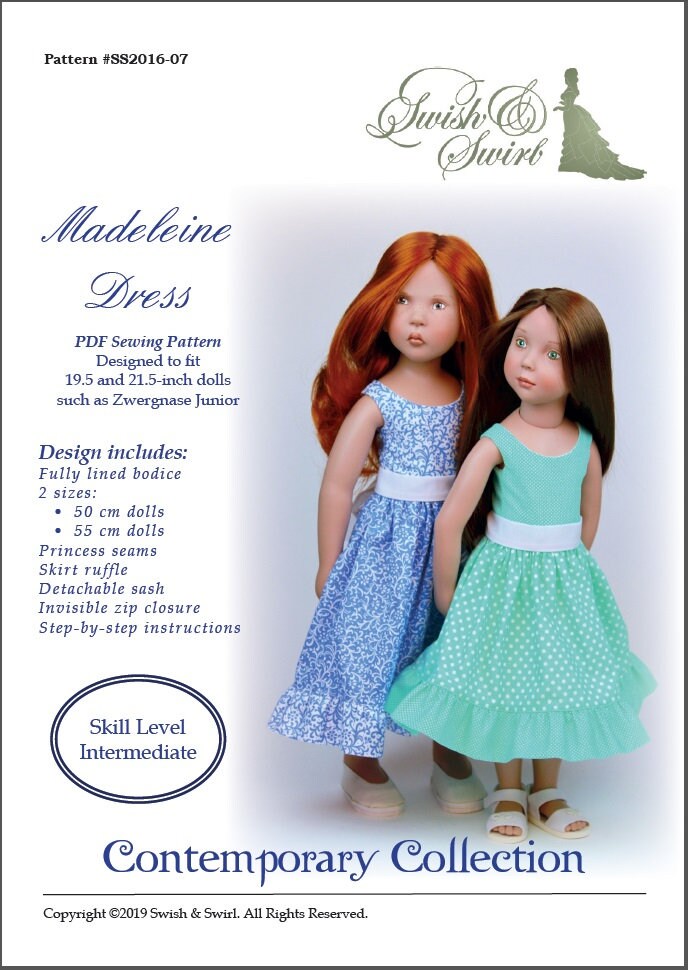 PDF Pattern SS2016-07. Madeleine Dress for 19.5 and 21.5 Inch