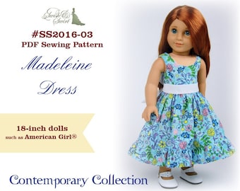 PDF Pattern #SS2016-03. Madeleine dress for 18-inch dolls such as American Girl®