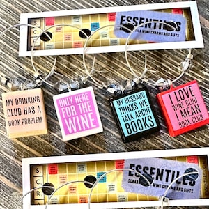 Book Club Funny Truths Custom Scrabble Tile Wine Glass Charms image 1