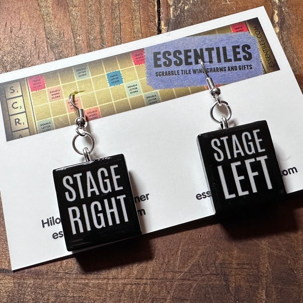 Theater Nerd Stage Left Stage Right Custom Scrabble Tile Earrings