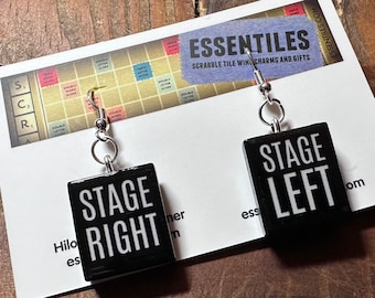 Theater Nerd Stage Left Stage Right Custom Scrabble Tile Earrings