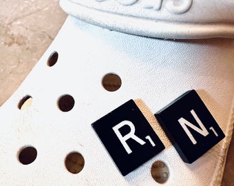 Croco-Tiles Scrabble Letter Charms for Rubber Clogs - Choose Your Letter or Personalize