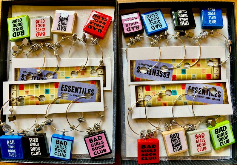 Book Club Funny Truths Custom Scrabble Tile Wine Glass Charms image 3