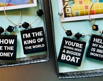 Movie Quotes Scrabble Tile Wine Charms - Your Choice