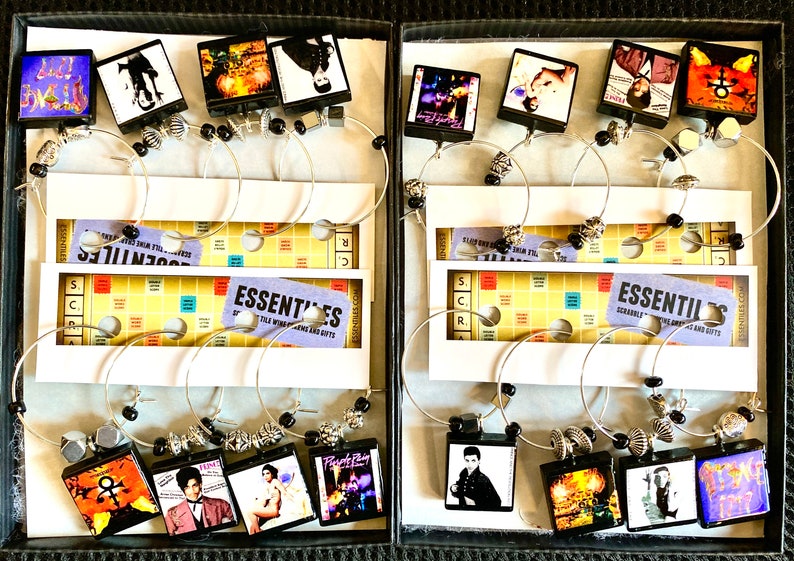 Custom Album Cover Wine Charms Scrabble Tiles with Your Choice of Artist image 1