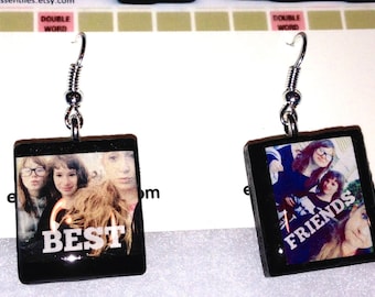 Personalized Custom Photo Scrabble Tile Earrings Jewelry and Gifts