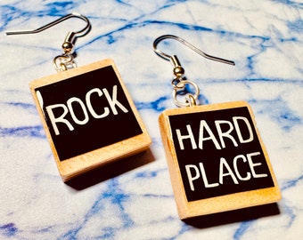 Between a "Rock" and a "Hard Place" Custom Scrabble Tile Earrings