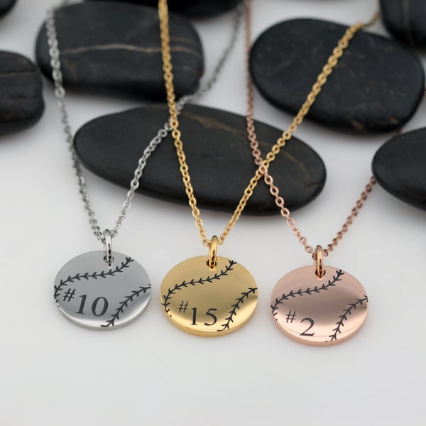 Baseball Or Softball Mom Necklace - Silver • Gold • Rose Gold | Personalized Number Jewelry For Sports Athlete | Team Gift Idea