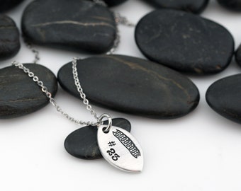 Football Mom Necklace - SILVER | Personalized Number Jewelry For Sports Athlete | Team Gift Idea