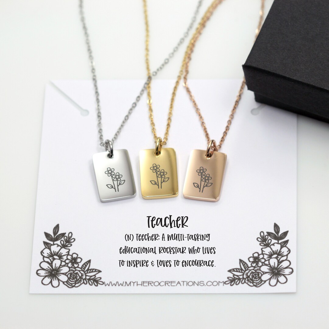 Teacher Appreciation Necklace | End of School Year Teacher Jewelry Gift ...