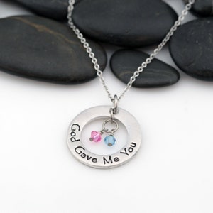 Personalized Custom Mother&#39;s Washer Necklace With Birthstones | Mother&#39;s Day | Gift for Mom | Gift for Grandma | Nana | God Gave Me You