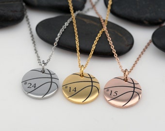 Basketball Mom Necklace - Silver • Gold • Rose Gold | Personalized Number Jewelry For Sports Athlete | Team Gift Idea