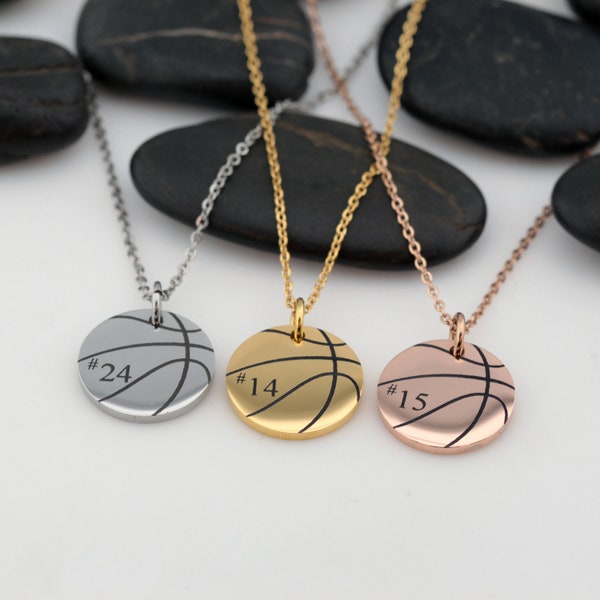 Basketball Mom Necklace - Silver • Gold • Rose Gold | Personalized Number Jewelry For Sports Athlete | Team Gift Idea