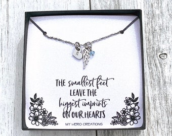 Personalized Memorial Angel Wing Birthstone Necklace | Pregnancy Infant Loss | Miscarriage Support | Dainty Memorial Gift - M11