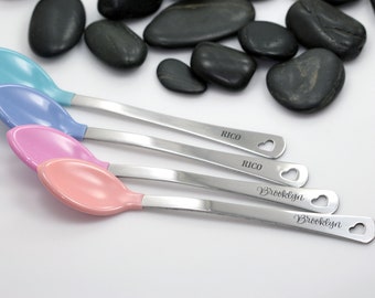 ONE Personalized Engraved Baby Name Feeding Spoon | New Baby Gift | Baby Shower Gift | Baby Keepsake Gift | Gift for New Mom