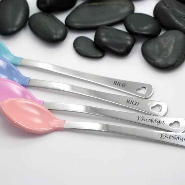 ONE Personalized Engraved Baby Name Feeding Spoon | New Baby Gift | Baby Shower Gift | Baby Keepsake Gift | Gift for New Mom